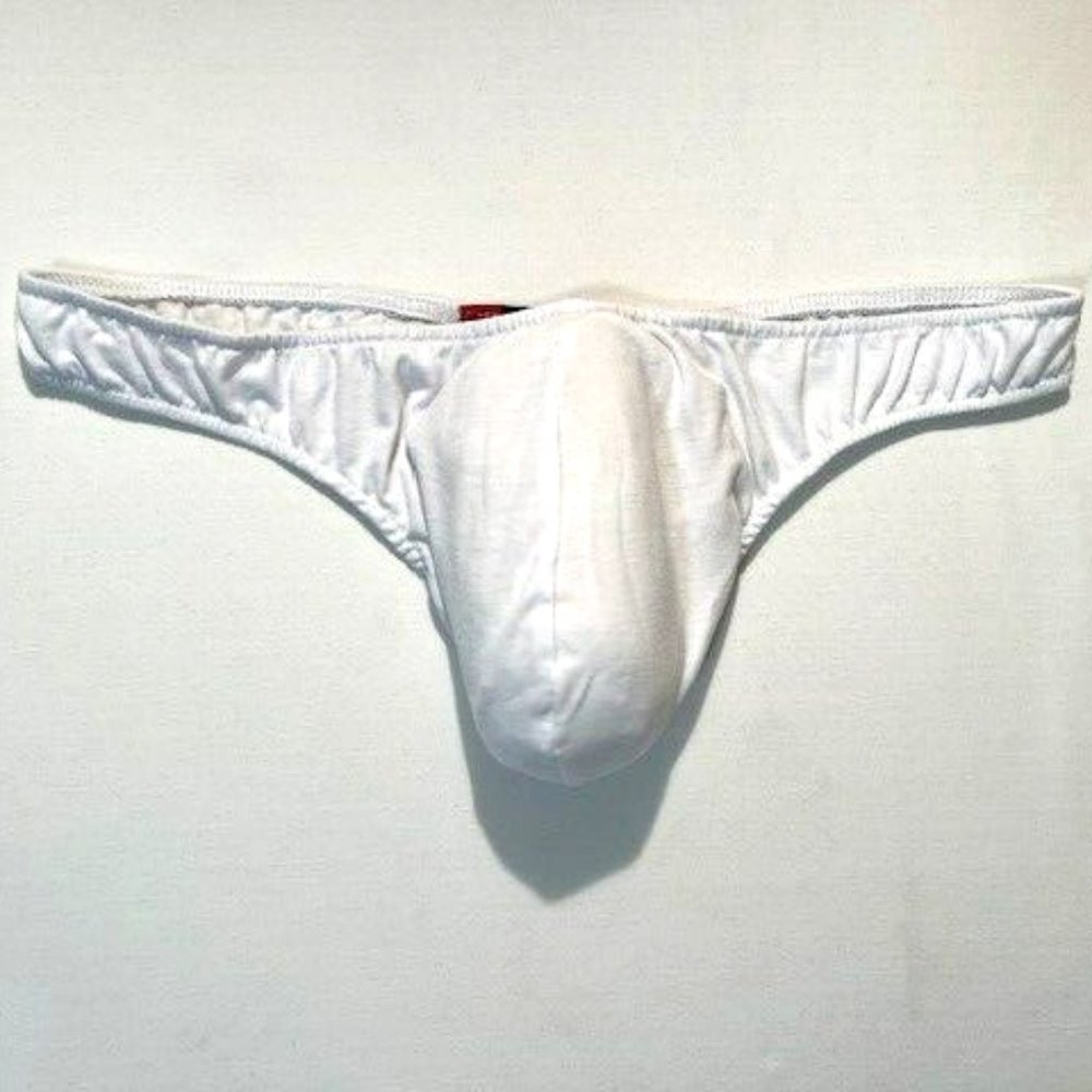Go Softwear  Size "M" Cotton Backless Thong - White - Roomy Pouch